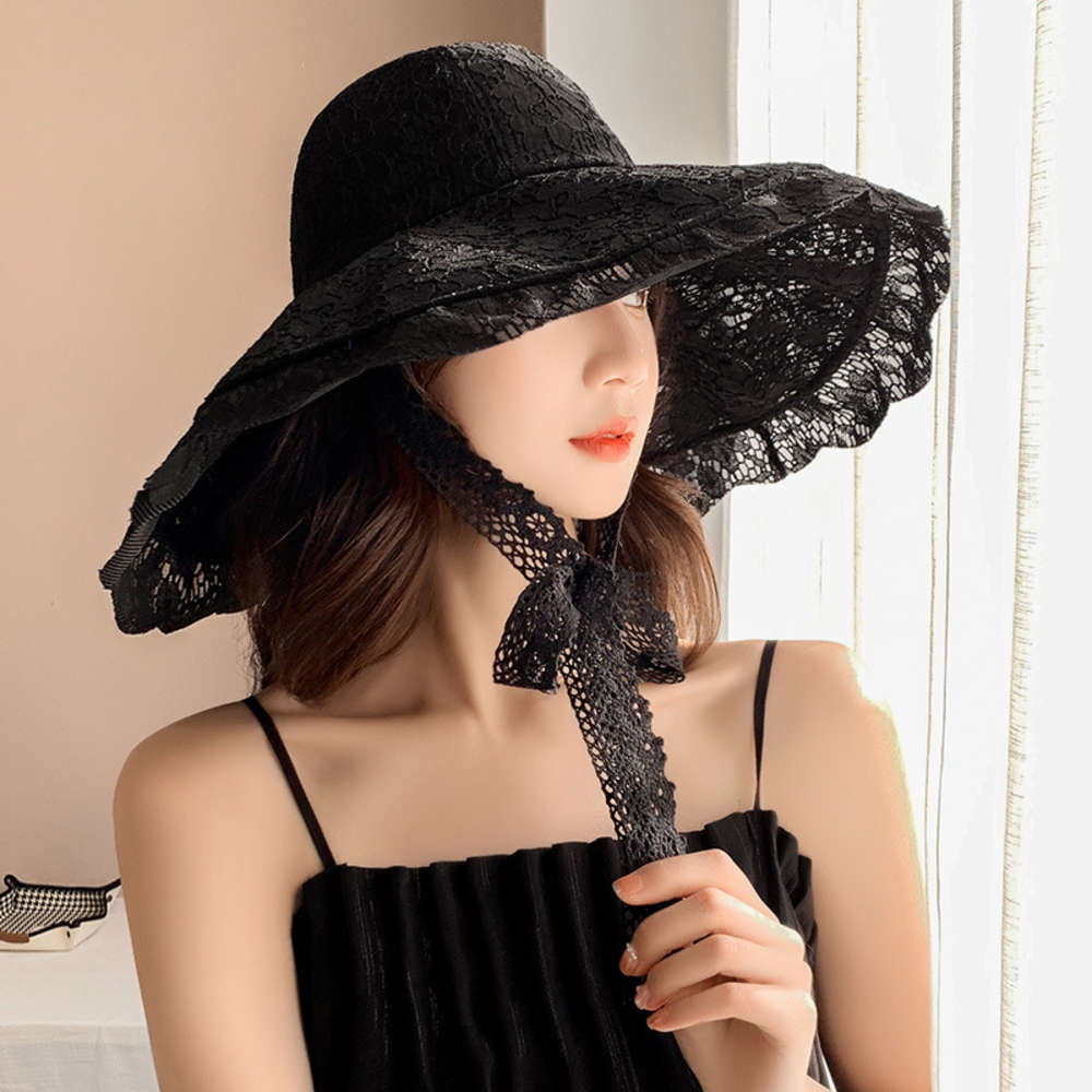 Tide brand lace fisherman's hat female Hepburn style elegant big brim summer up sun beach, Blue;gray
Tide brand lace fisherman's hat female Hepburn style elegant big brim summer up sun beach, Blue;gray