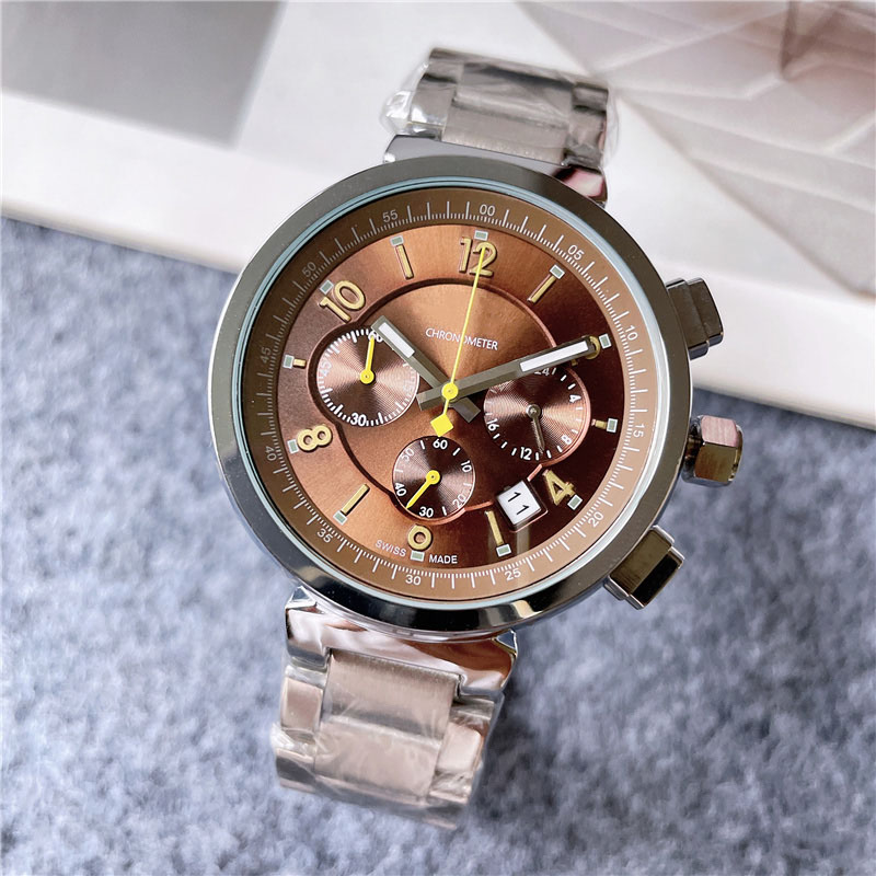 Brand Watches Men Women Multifunction 3 Dials Style Metal Steel Band Good Quality Quartz Wrist Watch L63, Slivery;brown
Brand Watches Men Women Multifunction 3 Dials Style Metal Steel Band Good Quality Quartz Wrist Watch L63, Slivery;brown