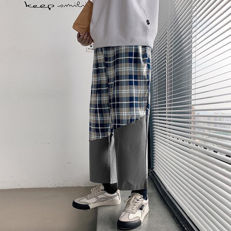 Men Lattice Printing Sport Jogging Pants Fitness Training Loose Breathable Straight Trousers Workout Tennis Sweatpants Men's