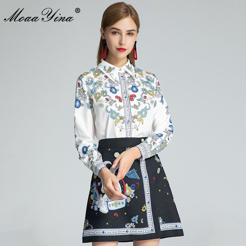 Fashion Designer Set Spring Autumn Women Long Sleeve Floral Print Blouses Tops+Skirt Indie Folk Two-piece sets 210524, White
Fashion Designer Set Spring Autumn Women Long Sleeve Floral Print Blouses Tops+Skirt Indie Folk Two-piece sets 210524, White
