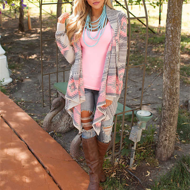 women fashion Aztec printed long sleeved casual all-match Cardigans 211018
