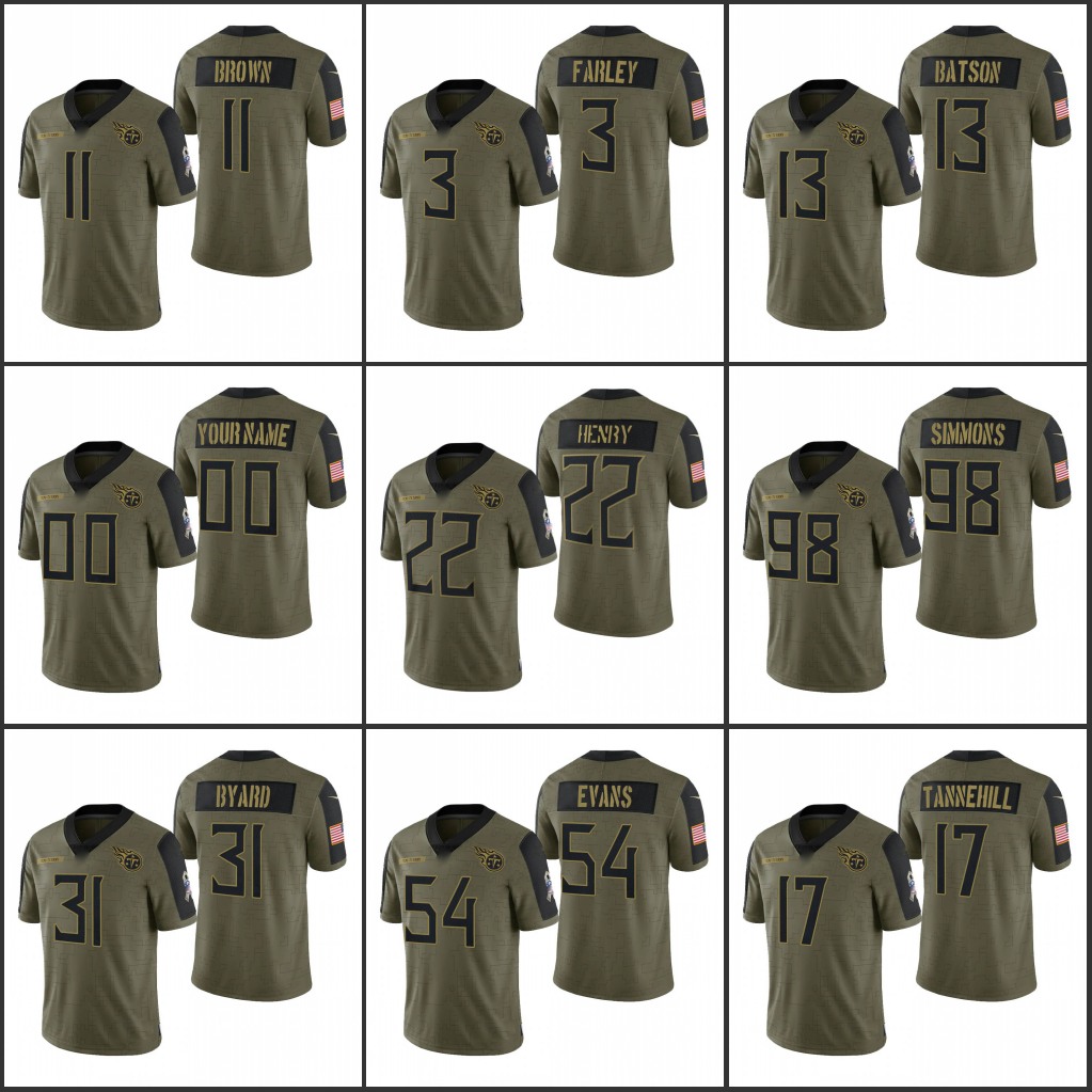 Tennessee''Titans''Men #22 Derrick Henry 31 Kevin Byard 17 Ryan Tannehill 11 A.J. Brown Custom Women Youth Olive 2021 Salute To Service Limited Jersey
Tennessee''Titans''Men #22 Derrick Henry 31 Kevin Byard 17 Ryan Tannehill 11 A.J. Brown Custom Women Youth Olive 2021 Salute To Service Limited Jersey