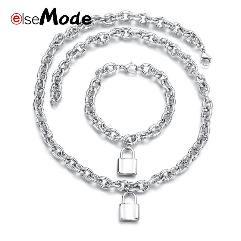 Pendant Necklaces ELSEMODE Punk Chain Lock Necklace Jewelry Stainless Steel Padlock Silver Color Bracelets For Women Men Birthday Gift
Pendant Necklaces ELSEMODE Punk Chain Lock Necklace Jewelry Stainless Steel Padlock Silver Color Bracelets For Women Men Birthday Gift