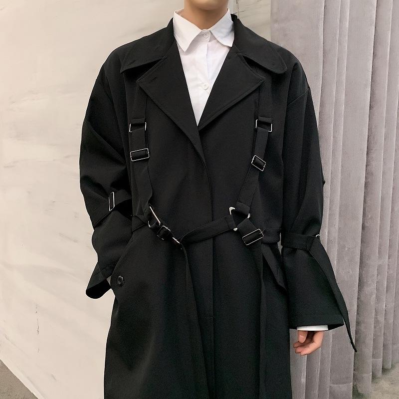 Women's Trench Coats Fashion Brand Dark Black Windbreaker Coat Men's Functional Style With Loose Bandage
Women's Trench Coats Fashion Brand Dark Black Windbreaker Coat Men's Functional Style With Loose Bandage