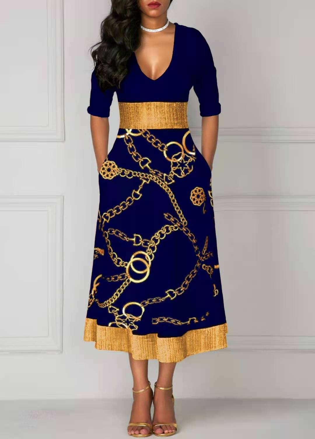 Temperament Fashion Casual Dresses Long-sleeved Print Dress Girl 6 colors available, Dark blue
Temperament Fashion Casual Dresses Long-sleeved Print Dress Girl 6 colors available, Dark blue