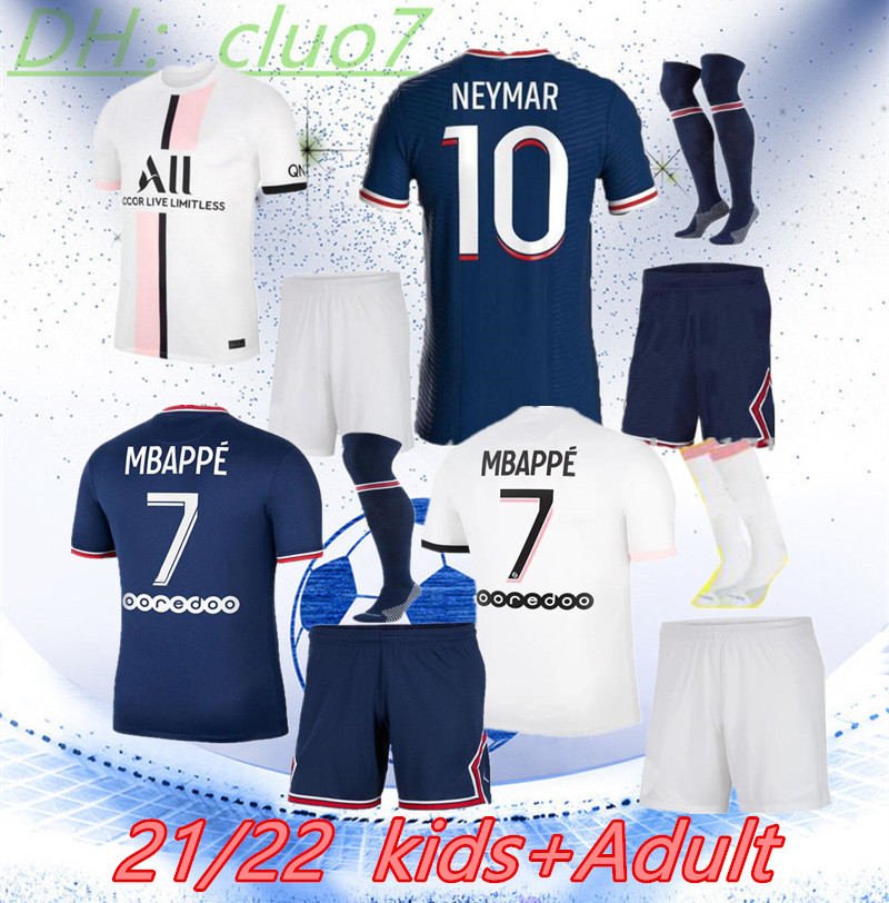 MBAPPE MESSI soccer jersey 20 22 f shirts Adult kit+ kids kit socks 21 2022 sets 2021 2122 VERRATTI KEAN maillots de football kits uniform от DHgate WW