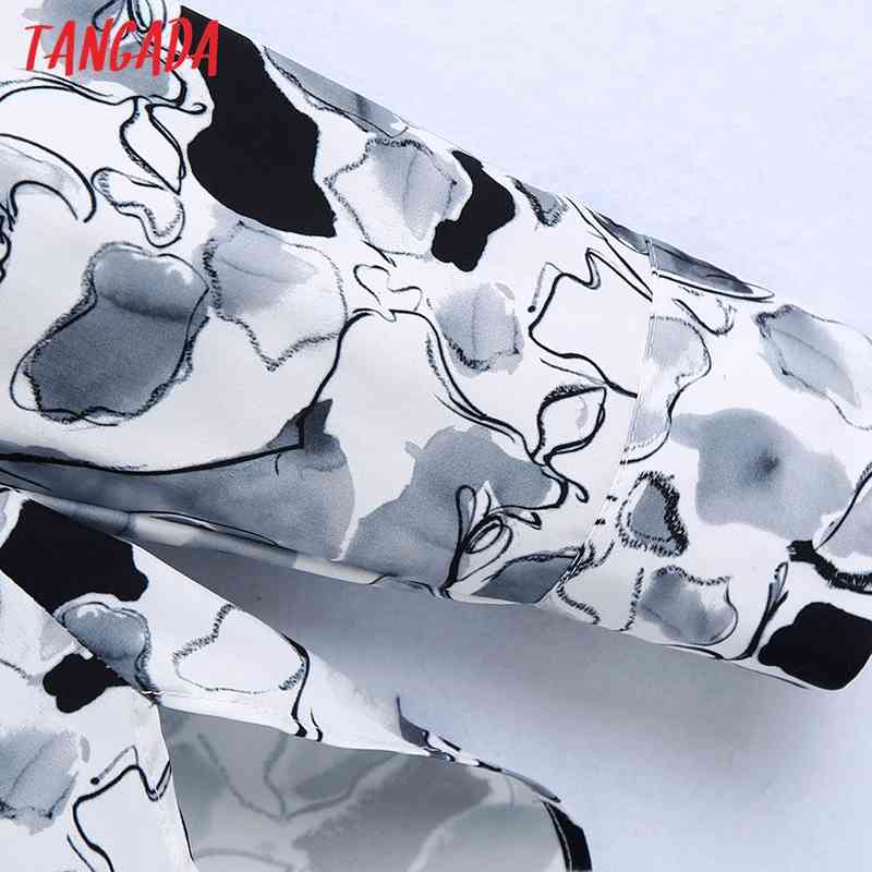 Women Vintage Print Chiffon Long Sleeve Chic Female Casual Loose Shirt BE445 210416