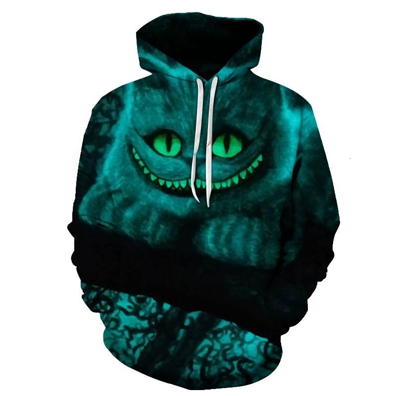 3D striped cat animation special effect Style Men's and women's street personality fashion round neck hooded long sleeve sweater