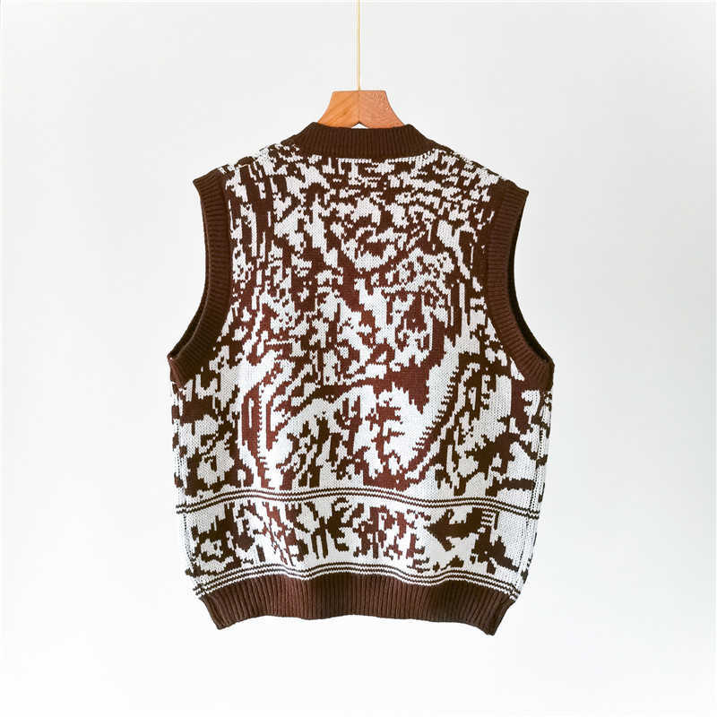 H.SA Autumn Knitted Sweater Women Loose Thicken Leaf Sweaters Sleeveless Warm Winter Vintage Vneck Sweater Pullovers 210716