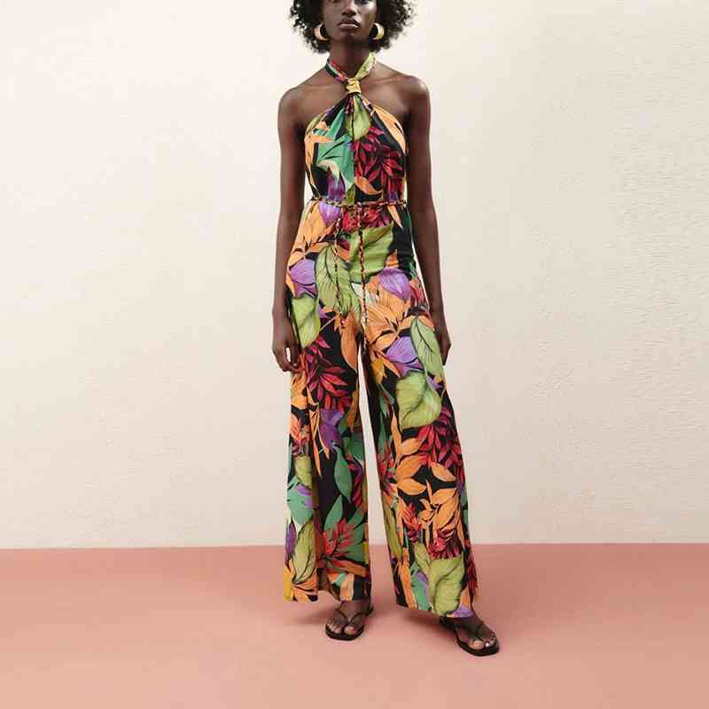 Summer Halter Jumpsuit Women Strapless Floral High Waist Rompers Pants Fashion Wide Legt 210603, Multi
Summer Halter Jumpsuit Women Strapless Floral High Waist Rompers Pants Fashion Wide Legt 210603, Multi