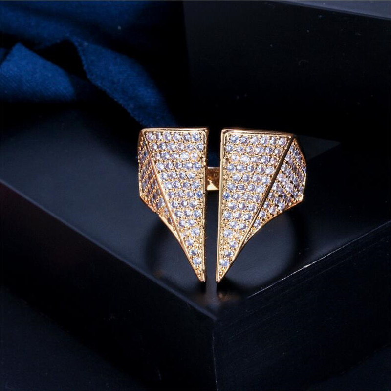 Choucong Brand Cocktail Top Sell Luxury Jewelry 18K Gold Fill Pave White Sapphire CZ Diamond Gemstones Handmade Party Women Wedding Engagement Adjusta