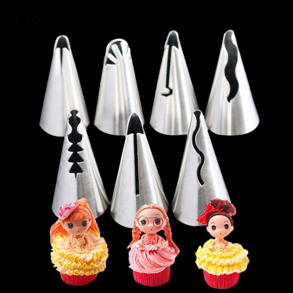 7 Styles/batch Decorating Tip Set Leather Cream Metals Rvs Icing Piping Nozzles Cake Decoration Cupcake Baking tool