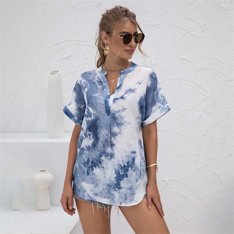 Women Chiffon T Shirt V Neck Tie Dye Short Sleeve Tops Female Casual Loose Pullover Streetwear Summer Tee Shirts 210603, White
Women Chiffon T Shirt V Neck Tie Dye Short Sleeve Tops Female Casual Loose Pullover Streetwear Summer Tee Shirts 210603, White