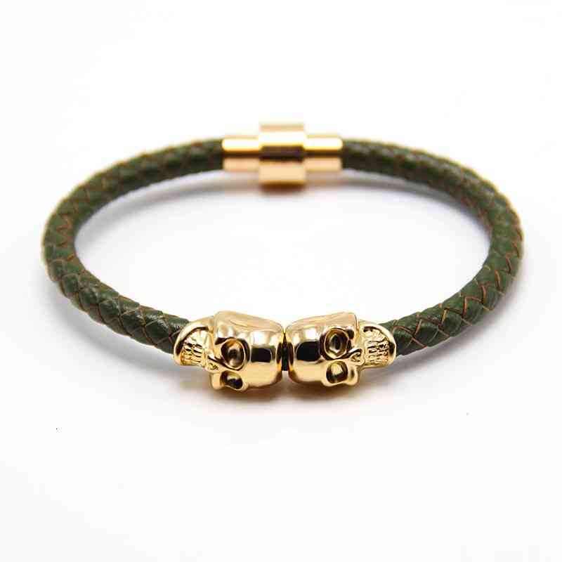Bangle Charm Bracelets Men's Cowhide Ghost Punk Style High Quality Skull