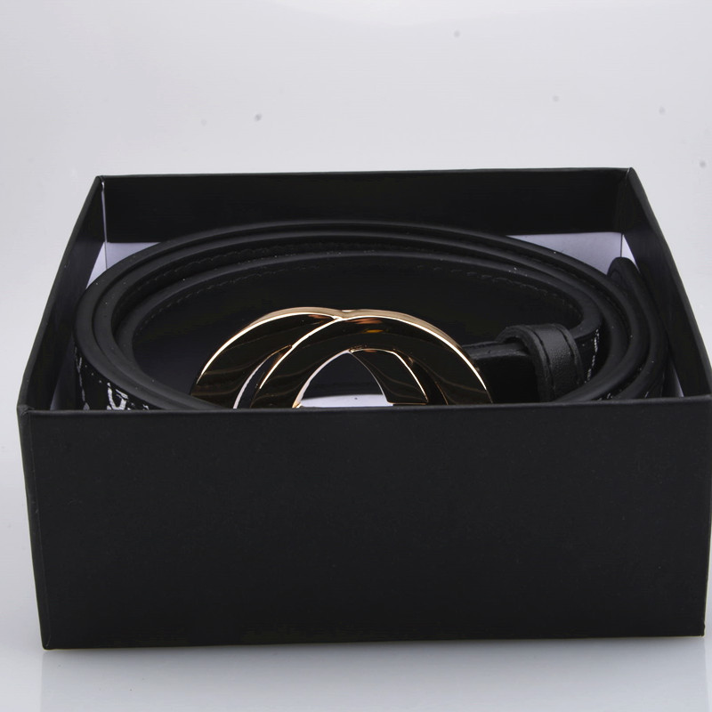 Fashion designer men women belt G high quality large gold buckle leather black and white color box belt free cowhide ORB0