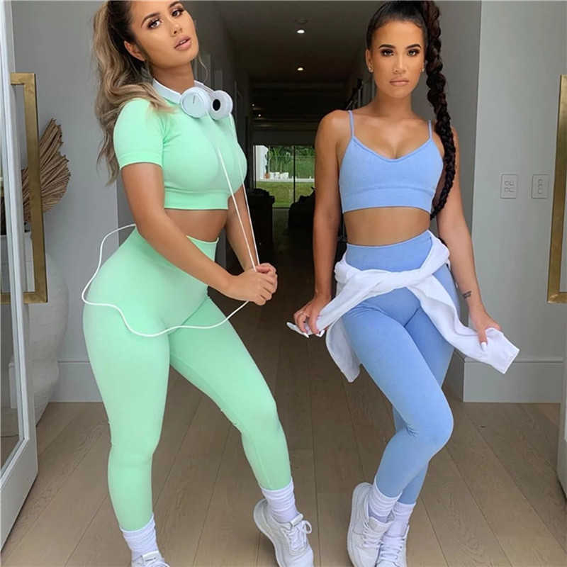 Seamless Yoga Set Gym Clothing Workout Clothes For Women Tracksuit High Waist Sport Outfit Fitness Suit 210813