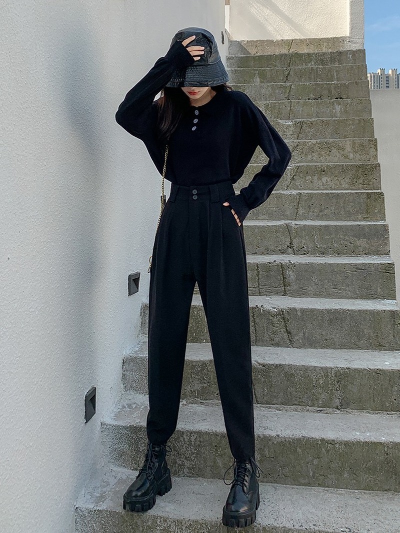 Autumn Winter Suit Pants Women High Waist Harem Pants OL Style Loose Trousers All-match Office Fashion Clothing Chic 11387 210519