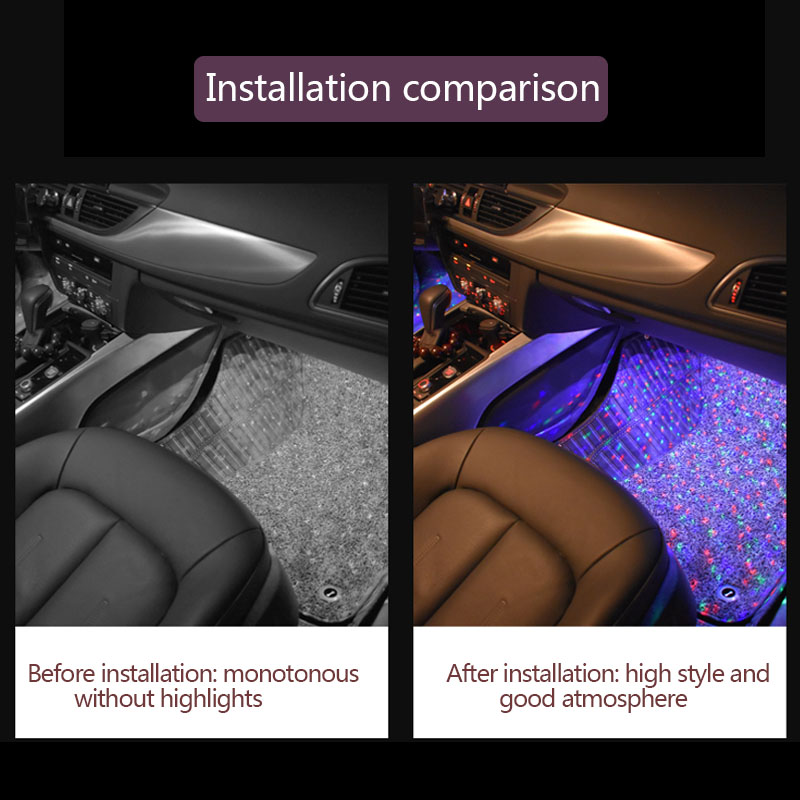 12V Car LED Interior Foot Lights USB Atmosphere Lamp Auto Lighting Backlight RGB Universal Car Ambient Decorative Light