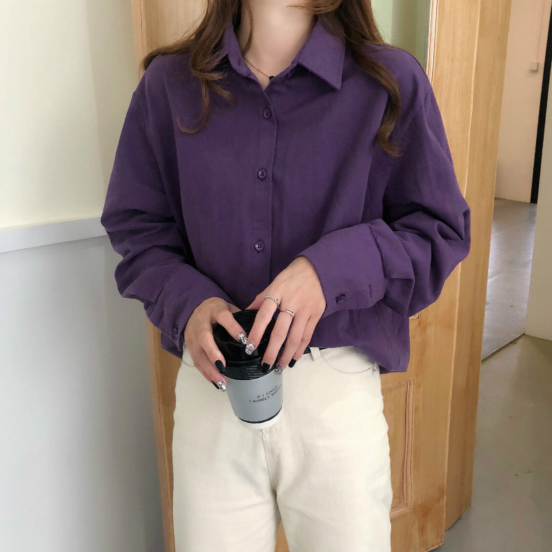 Chic High Street Loose Women Leisure Casual Basic OL Arrival Office Lady Regular Minimalist Solid Blouses 210421