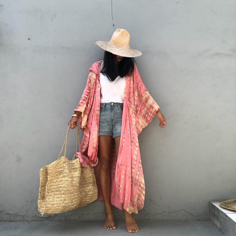 Bohemian Printed Women Beach Dress Bathing Suit Cover Up Summer Tunic For Hooded Beachwear Robe de plage Kaftan A747 210420