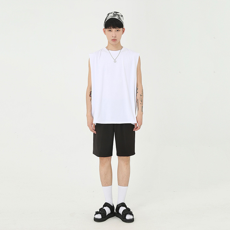 IEFB Men's Wear Ins Summer Korean Fashion Men's Loose Pure White Cantilevered Vest Fitness Sports Sleeveless Tank Tops 9Y5459 210524