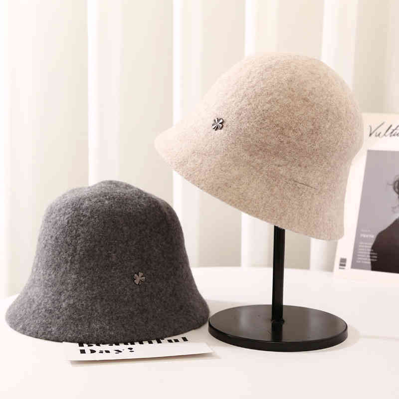 High Quality Wool Hat Autumn and Winter Fisherman Simple Leisure Cashmere Basin Dome Fashion Top
