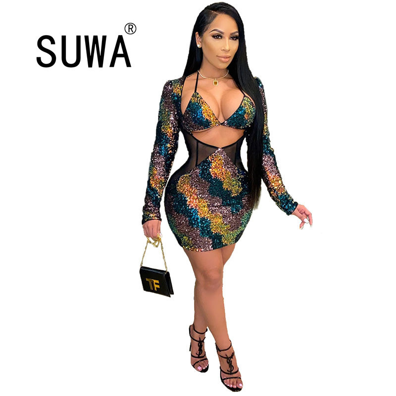 Colorful Sequins Patchwork Deep V Neck Long Sleeve Hollow Out Bodycon Mini Dresses For Women Sexy Club Party Vestidos 210525, Multi
Colorful Sequins Patchwork Deep V Neck Long Sleeve Hollow Out Bodycon Mini Dresses For Women Sexy Club Party Vestidos 210525, Multi
