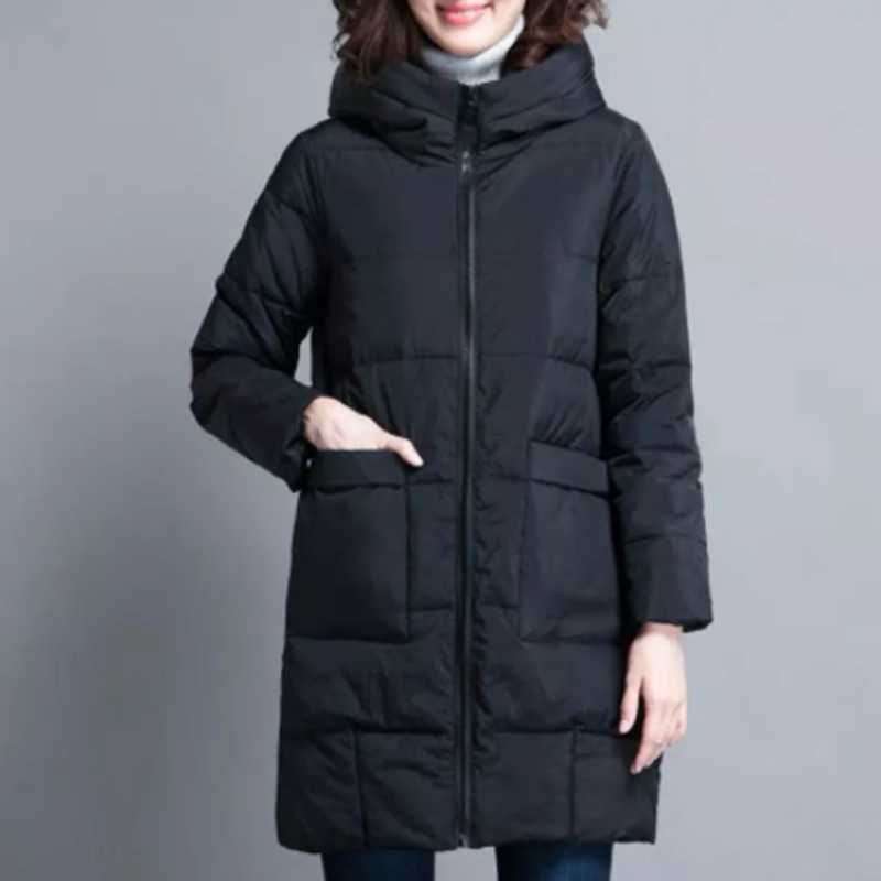 Autumn And Winter Parka Jacket Women Plus Size Women's Cotton-padded Clothes Mid-length Loose Fashion Wild Coat Female 210819