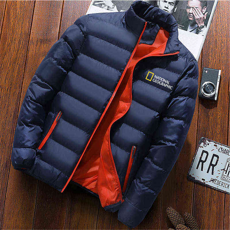 National Geographic Men'S Down Jacket Printing New Down Jacket Stand-Up Collar Long-Sleeved Men'S Autumn And Winter Zipper Y1103