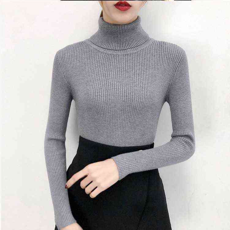 Bonjean Autumn Winter Knitted Jumper Tops turtleneck Pullovers Casual Sweaters Women Shirt Long Sleeve Tight Sweater Girls 211109