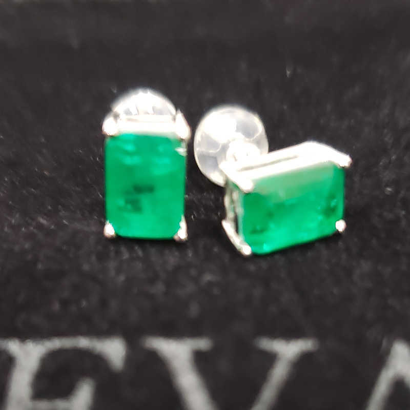 OVEAS Elegant Vintage simulation emerald Stud earrings for women Top quality 925 Sterling Silver Green Zircon Party Jewelry Gift 210609