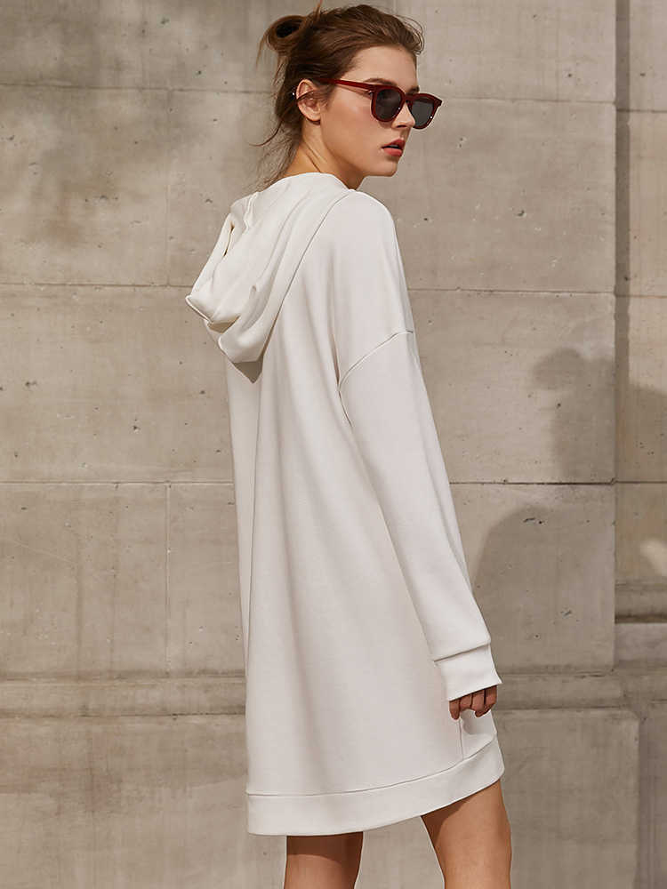 Amii Minimalism Spring Hoodies For Women Causal Hooded Solid Loose Long Women's Dress Female Pullover Tops 12180006 210809
