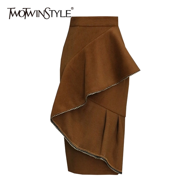 Asymmetrical Patchwork Ruffle Skirt For Female High Waist Irregular Tweed Skirts Women Fashion Stylish 210521, Brown
Asymmetrical Patchwork Ruffle Skirt For Female High Waist Irregular Tweed Skirts Women Fashion Stylish 210521, Brown
