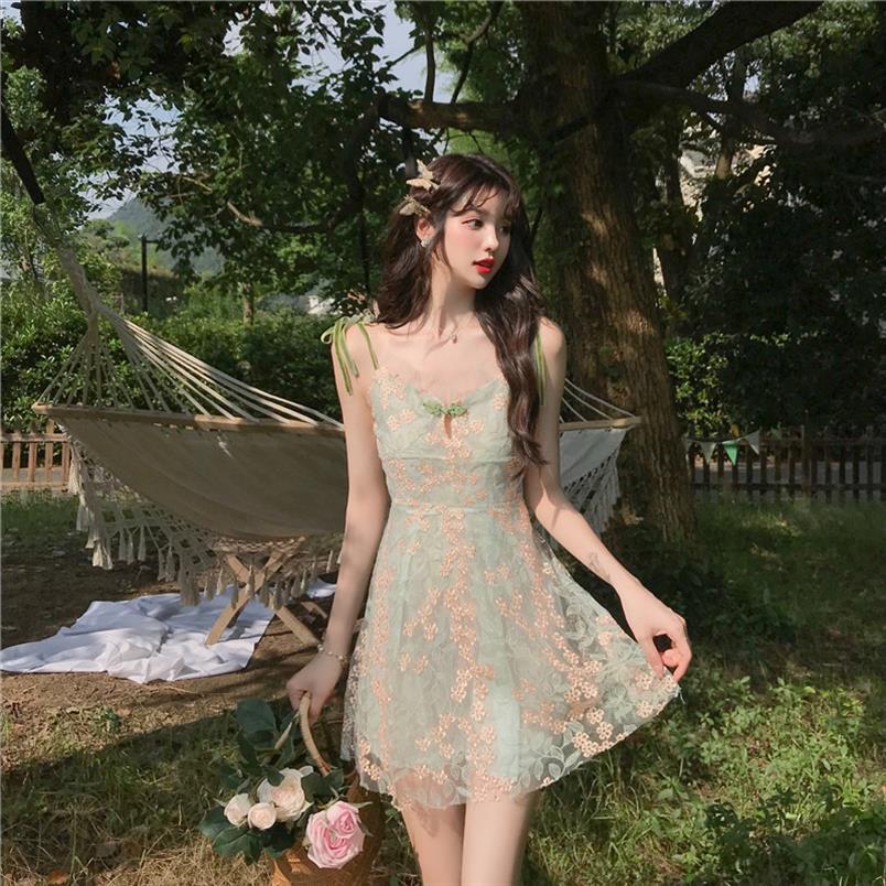 summer fairy mini suspenders womens dress green floral embroidery sweet elegant chic party, Black;gray
summer fairy mini suspenders womens dress green floral embroidery sweet elegant chic party, Black;gray