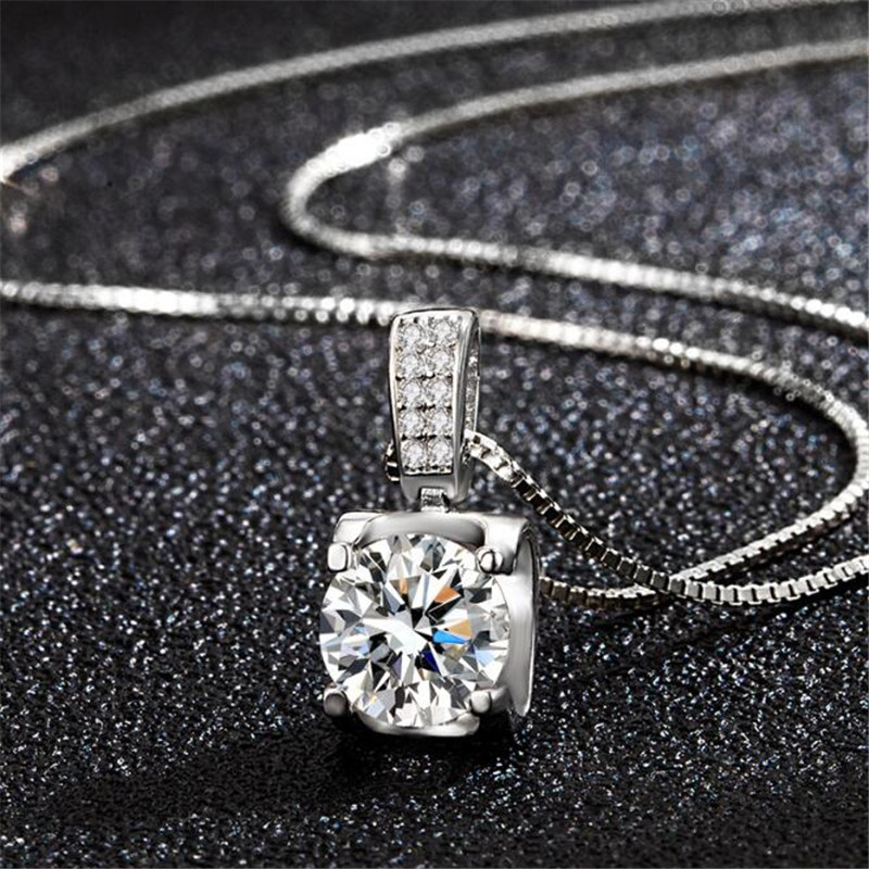 26 Style Sparkling Luxury Jewelry Lover Pendant 925 Sterling Silver Top Sell Round Cut White Topaz CZ Diamond Gemstones Eternity Women Wedding Clavicl