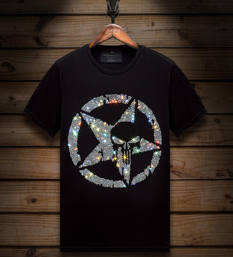2021 Brand Summer Men's T-Shirts Rhinestones Casual Short-sleeved Stitching T-shirt for Male, Black
2021 Brand Summer Men's T-Shirts Rhinestones Casual Short-sleeved Stitching T-shirt for Male, Black
