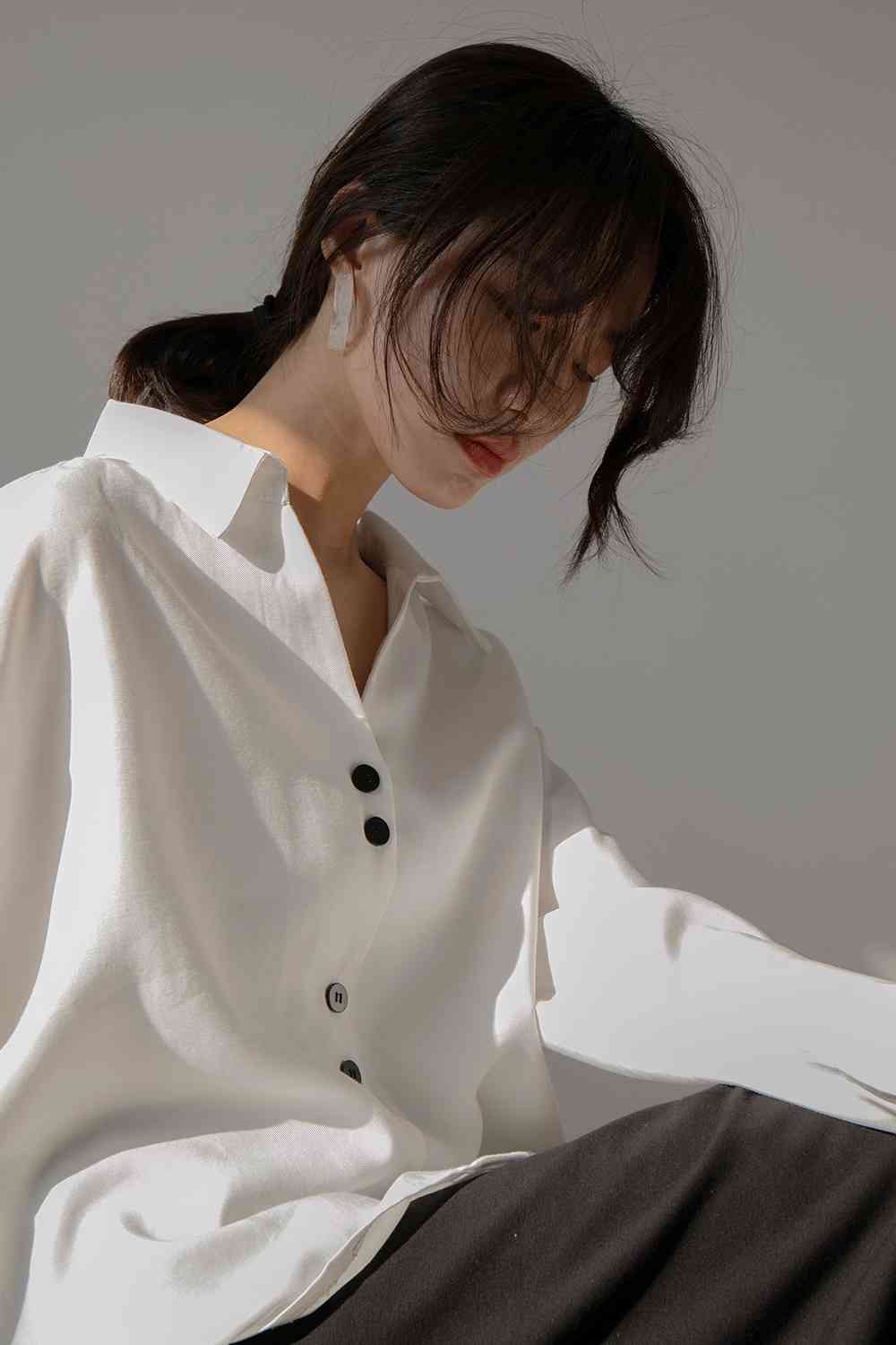 White Button Down Shirt For Women Blouse Black Long Sleeve Casual Top Female Korean Blouses s 210427