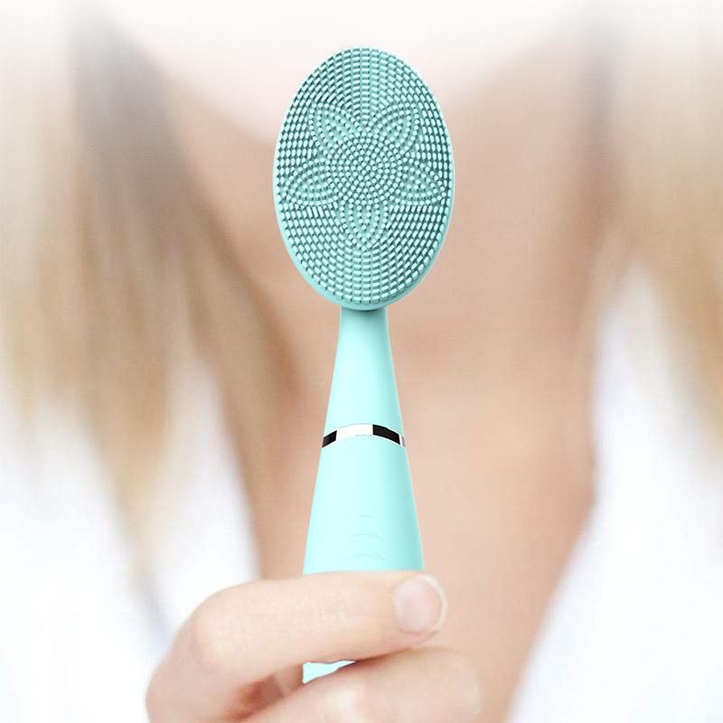 Portable New Facial Cleansing Brushes Face silicone Brush Face Cleaner Device Spa Skin Care Massage Beauty Machine charging pink blue