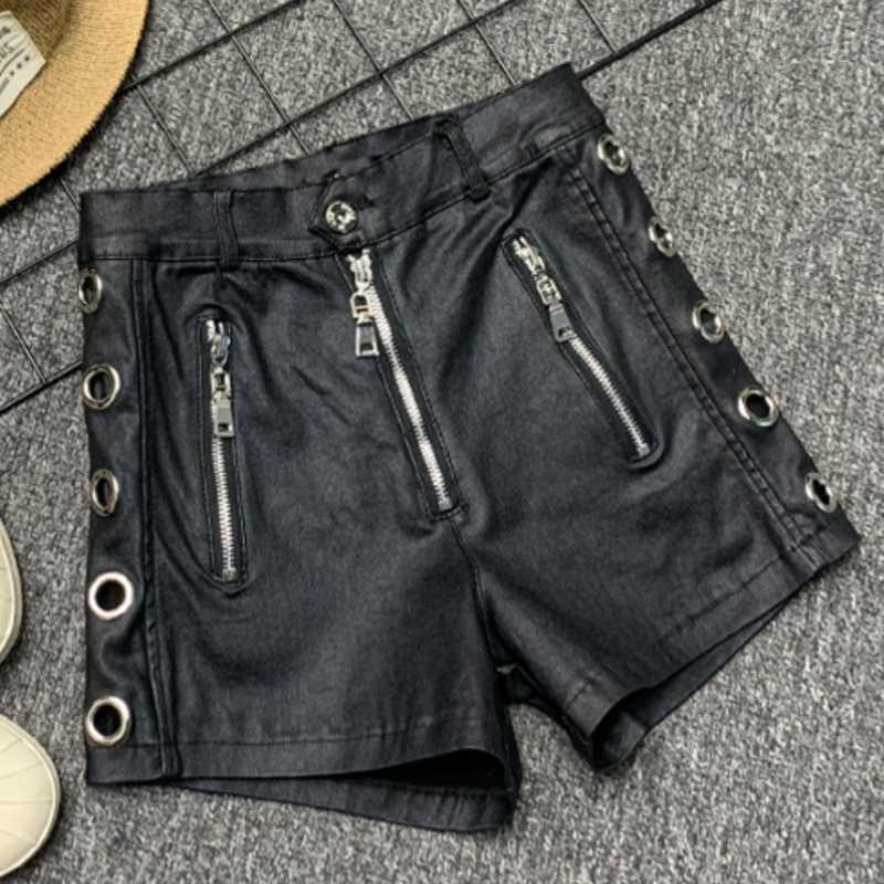 Leather High Waist Shorts For Women Black Spring Autumn Women's Fashion Casual