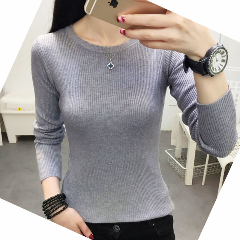 Women Sweater Long Sleeve O-neck Knitted Solid Color Soft Winter Thin Casual Pullover 5800 50 210508