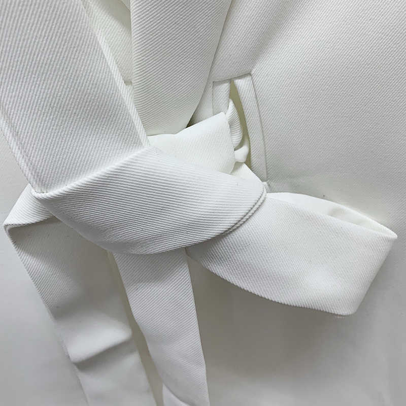 SISPELL Female Two piece Suit Lapel Collar Long Sleeve Loose Lace Up Blazer Coat High Waist Women's Casual Set 210930