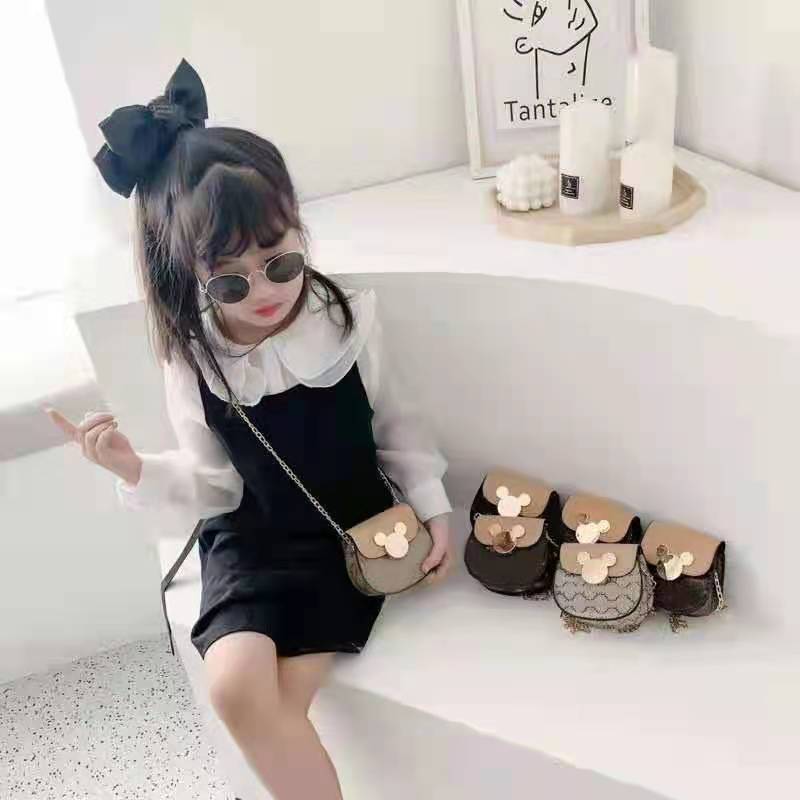 kids cute mini purses baby one-shoulder chain handbags children PU coin bags Christmas gifts 6 colors Pocket Small Hasp Wallets