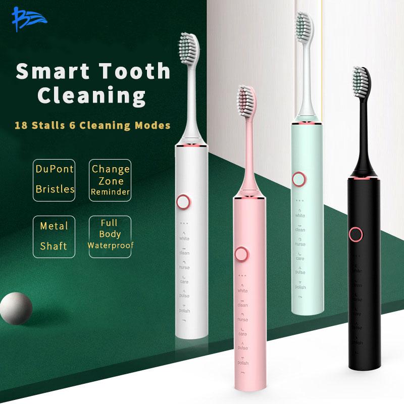BangCai 2021 Couple Smart Sonic Electric Toothbrush 18-Speed DuPont Soft Brush Head USB Charging Automatic