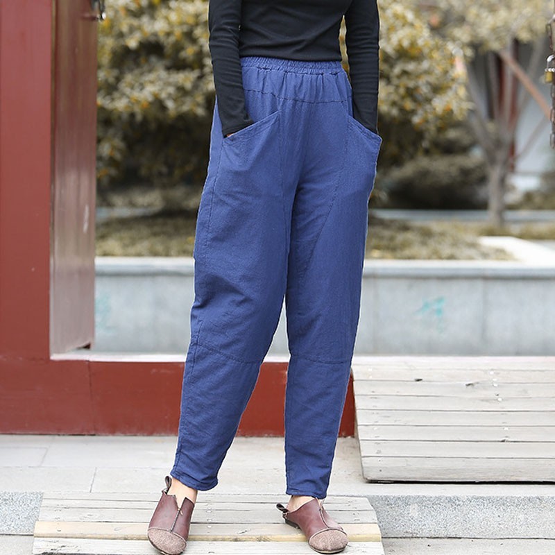 Johnature Autumn Winter Leisure Elastic Waist Harem Pants Cotton Linen Comfortable All-match Women Full Length Pants 210521, Dark blue
Johnature Autumn Winter Leisure Elastic Waist Harem Pants Cotton Linen Comfortable All-match Women Full Length Pants 210521, Dark blue
