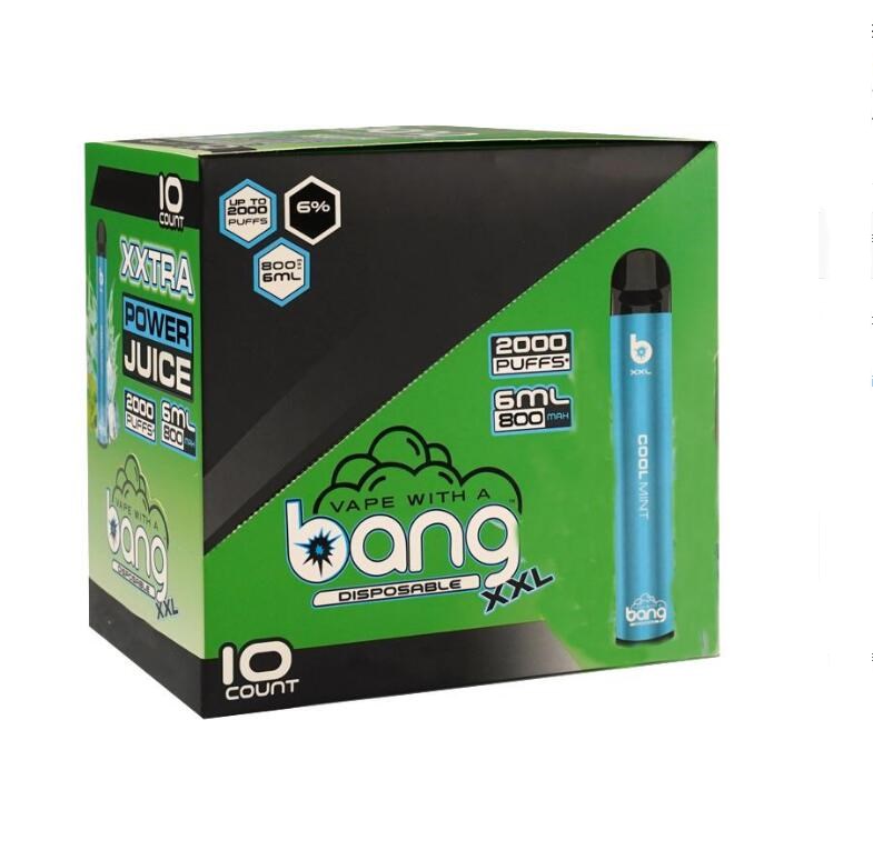 Bang XXL E-cigarettes Disposable Vape Pen Device 800mAh Battery 6ml Pods Empty Vapors 2000 Puffs Ban XXtra Kit VS bangxl
Bang XXL E-cigarettes Disposable Vape Pen Device 800mAh Battery 6ml Pods Empty Vapors 2000 Puffs Ban XXtra Kit VS bangxl