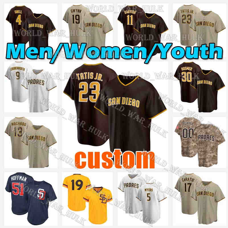 Padres 23 Fernando Tatis Jr. Baseball Jersey 13 Manny Machado 5 Wil Myers Trevor Hoffman San Tony Gwynn Diego Blake Snell 17 Victor Caratini Yu Darvish Jake Cronenworth, Men custom retro jersey(jiaoshi)
Padres 23 Fernando Tatis Jr. Baseball Jersey 13 Manny Machado 5 Wil Myers Trevor Hoffman San Tony Gwynn Diego Blake Snell 17 Victor Caratini Yu Darvish Jake Cronenworth, Men custom retro jersey(jiaoshi)
