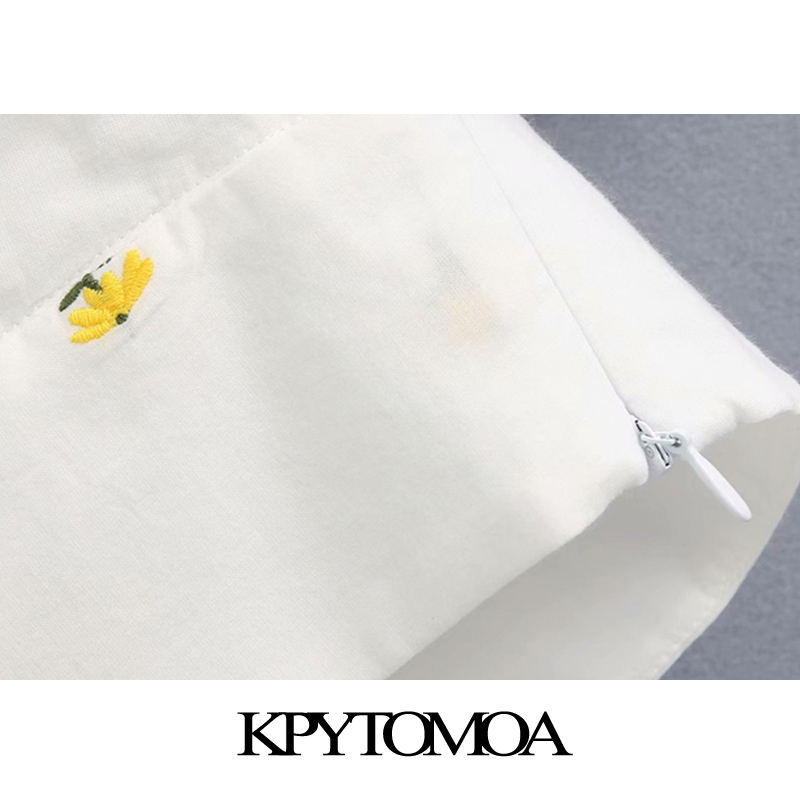 Women Sweet Fashion Floral Embroidery Cropped Blouses Pull Sleeves Back Bow Tie Female Shirts Chic Tops 210420