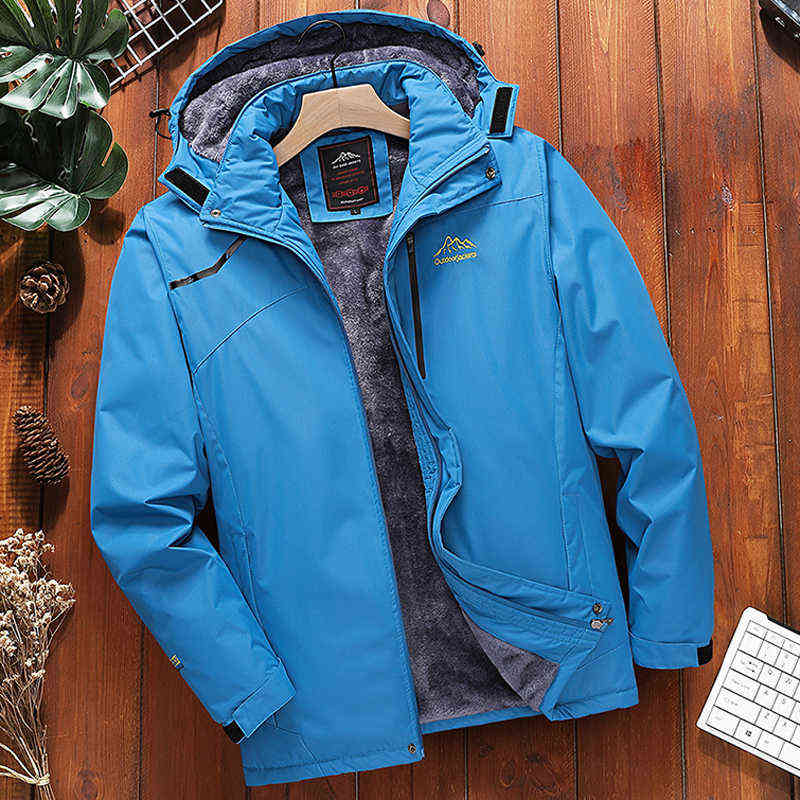 Men's Fleece Jacket Plus 7XL 8XL Winter Parka Large Size 5xl Coat Men Hooded Snow Outerwear Thick Warm Waterproof Male 211214Z