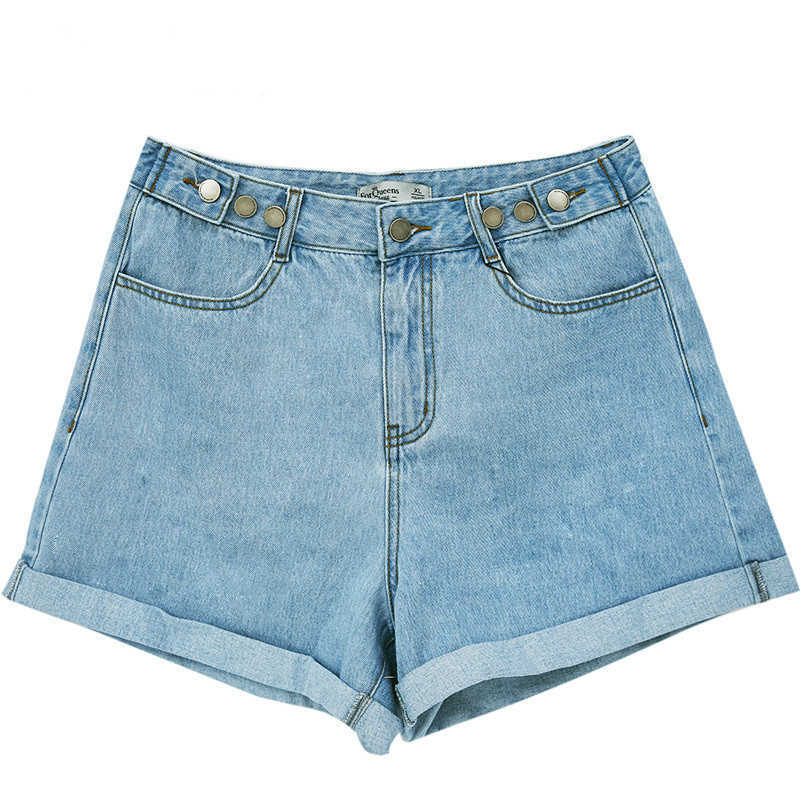 Vintage High Waist Blue Wide Leg Female Jean Shorts Women's Denim Classic Casual Summer Ladies Jeans for Women 210714