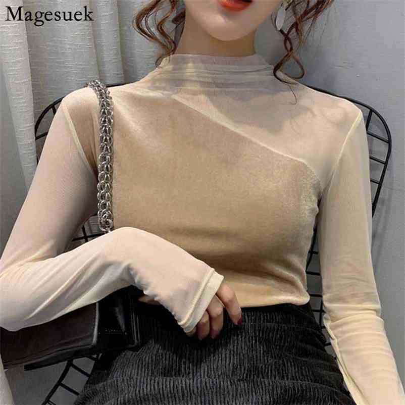 Sexy Hollow Half-turtleneck Long Sleeve Women's Shirt Winter Fashion Trend Western Style Mesh Top Solid Slim Blouse Women 11258 210518, Black
Sexy Hollow Half-turtleneck Long Sleeve Women's Shirt Winter Fashion Trend Western Style Mesh Top Solid Slim Blouse Women 11258 210518, Black